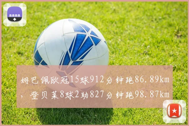 姆巴佩欧冠15球912分钟跑86.89km，登贝莱8球2助827分钟跑98.87km